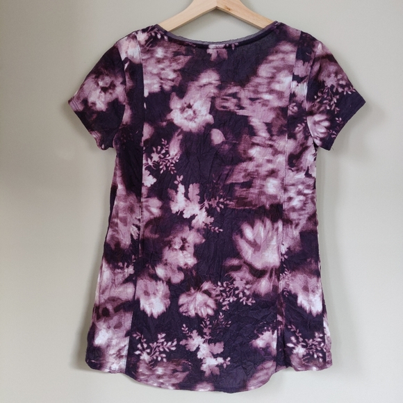 Simply Vera Vera Wang Purple Floral Tie-dye T-Shirt Small - Picture 5 of 9